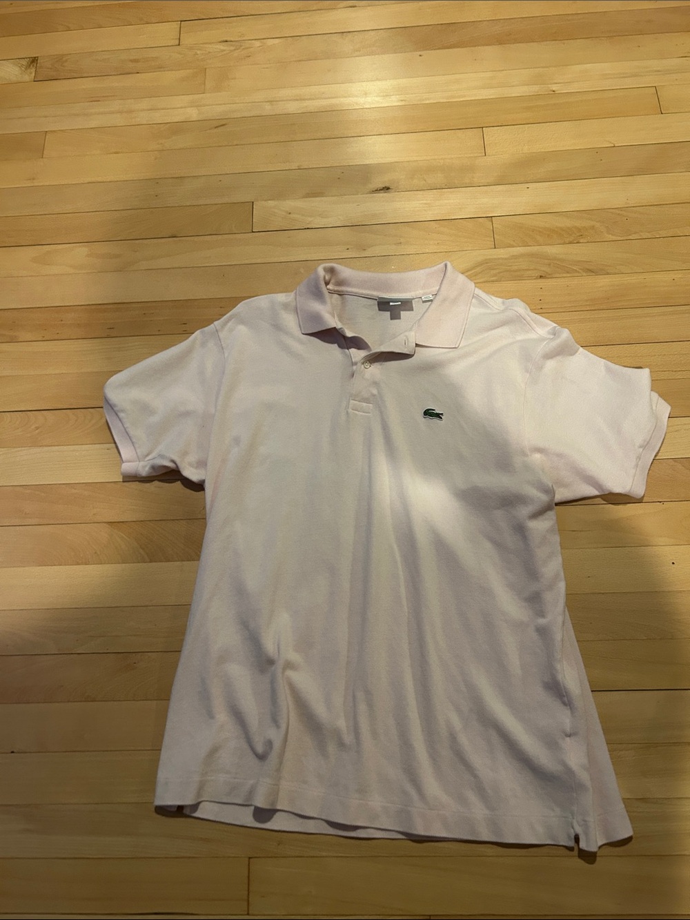 Lacoste Light Pink Short-Sleeve Polo with Green Crocodile